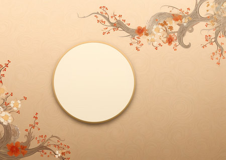 Chinese style illustration background with copy space for text. soft tonesの素材