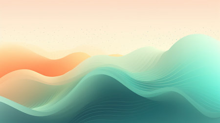 Minimalist abstract background, digital design with wavy shapes in pastel colorsの素材