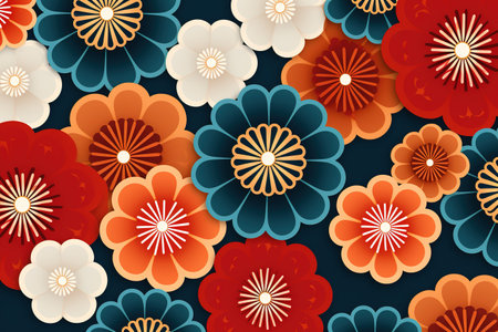 Abstract colorful background with flowers texture patternの素材
