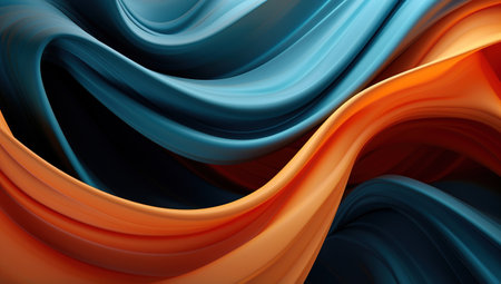 3D abstract wallpaper of multicolor wavy shapesの素材