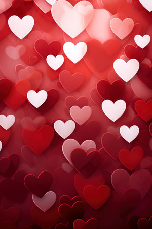 Red hearts background. Vertical layout for copy space with Valentine's Day conceptの素材