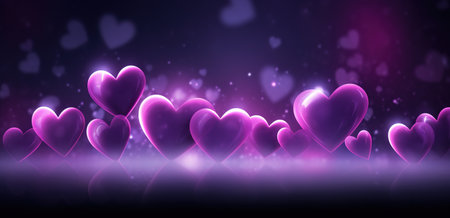 3D purple heart wallpaper, in the style of motion blur panoramic bannerの素材