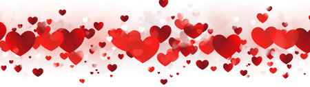 Valentine's day red hearts panoramic wallpaperの素材