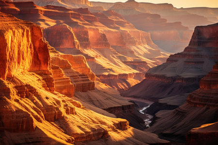 Golden Hour with the amazing panoramic view of Grand Canyon, United States.の素材