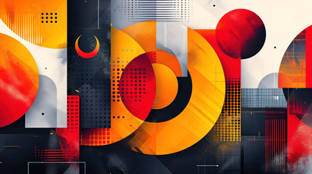 Colorful modern abstract graphic design background with geometric shapesの素材
