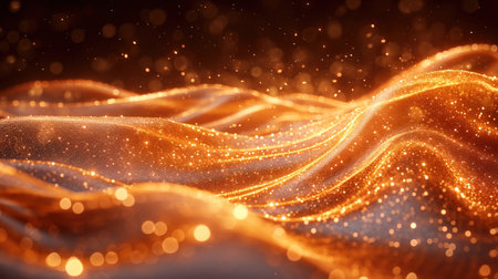Warm glitter orange wavy shapes background imageの素材