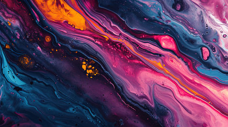 Swirl of mixture of paint liquid abstract background in purple and pink tonesの素材