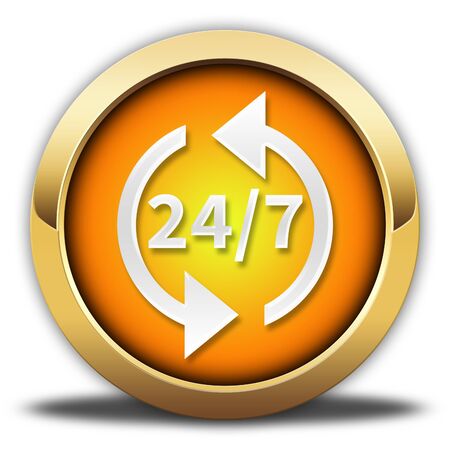 24/7 service button isolated. 3D illustrationの写真素材