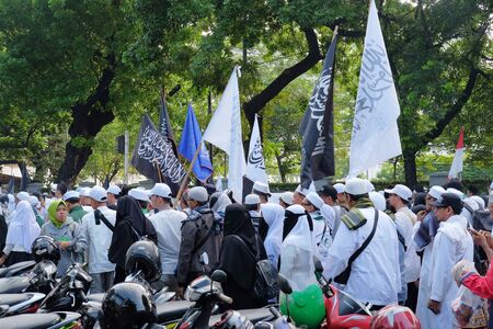 Jakarta, Indonesia - December 2, 2018: thousands of Indonesian Muslims gather again in Jakarta, the grand reunion 212のeditorial素材