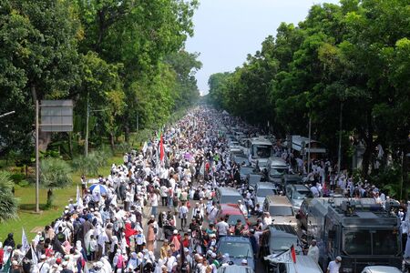 Jakarta, Indonesia - December 2, 2018: thousands of Indonesian Muslims gather again in Jakarta, the grand reunion 212のeditorial素材