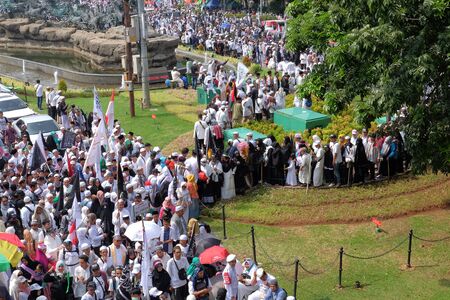 Jakarta, Indonesia - December 2, 2018: thousands of Indonesian Muslims gather again in Jakarta, the grand reunion 212のeditorial素材
