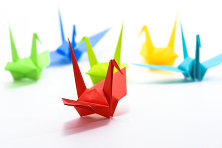 Origami cranesの写真素材