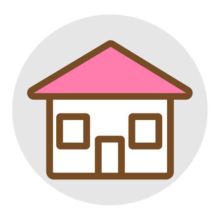 Pink house icon, vector illustrationのイラスト素材