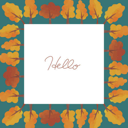 Watercolor autumn frame of trees, vector illustrationのイラスト素材