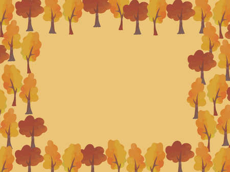 Watercolor autumn frame of trees, vector illustrationのイラスト素材