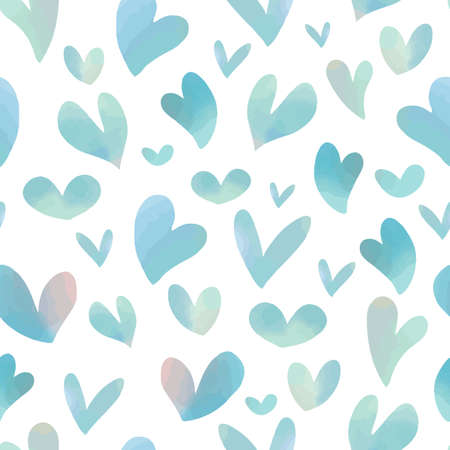 Seamless pattern of watercolor hearts.のイラスト素材