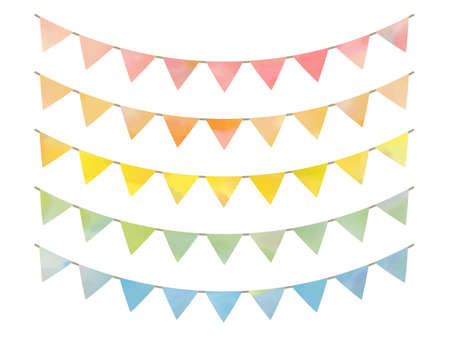 Set of watercolor garland, vector illustrationのイラスト素材