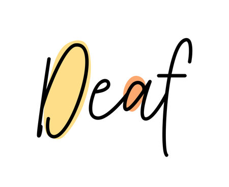 Lack of hearing Deaf lettering calligraphy colorful illustration.のイラスト素材