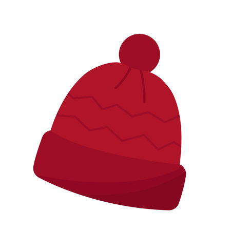 Winter and autumn season wool hat in trendy dark red color.のイラスト素材