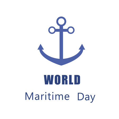 World Maritime Day with anchor in flat style. Holidays around the world of maritime day. Vector illustrationのイラスト素材