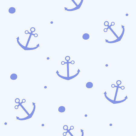 Seamless vector pattern with anchors on light blue background. Seamless pattern can be used for wallpaper, pattern fills, web page background, surface textures.のイラスト素材