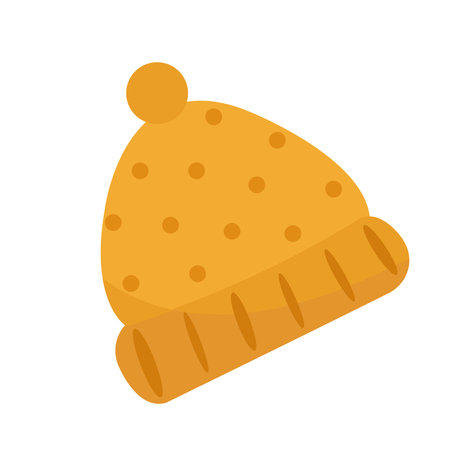 Cute cozy autumn hat in yelllow color. Perfect for autumn and winter card designs.のイラスト素材