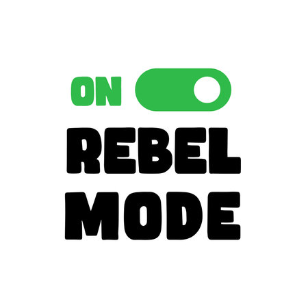 Sticker for social media content with rebel mode on sign. Vector illustration design for print, web, poster.のイラスト素材