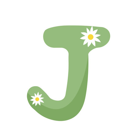Decorative green cartoon J letter for name design print.のイラスト素材