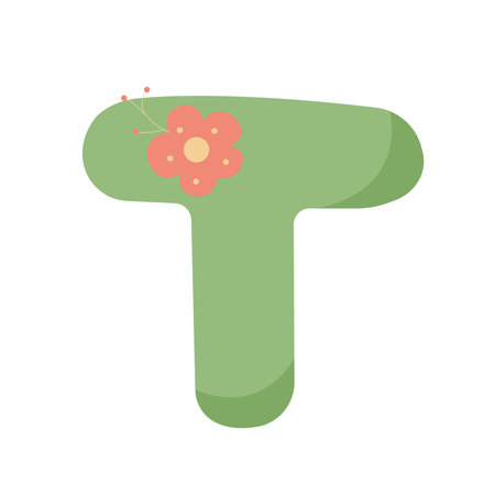 Green flat cartoon T letter for name decoration print.のイラスト素材