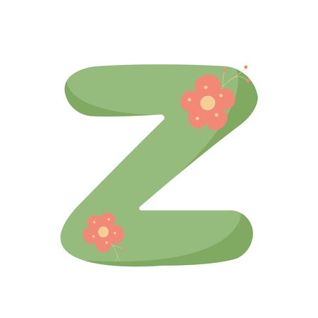 Floral decorative Z letter for name design print.のイラスト素材