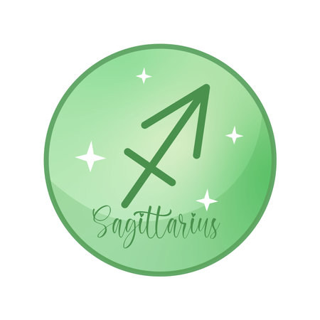Sagittarius fire zodiac sign circle shape with shiny stars. Astrological sign sagittarius for print and highlights.のイラスト素材