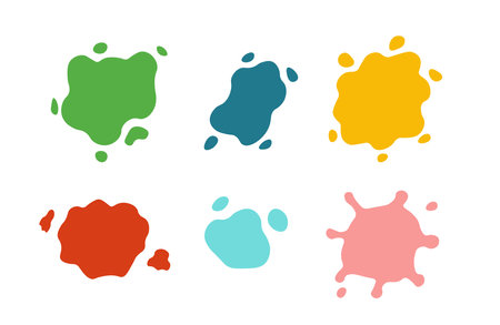 Color splashes set with different shades and shapes. Vector stains drops cartoon style.のイラスト素材