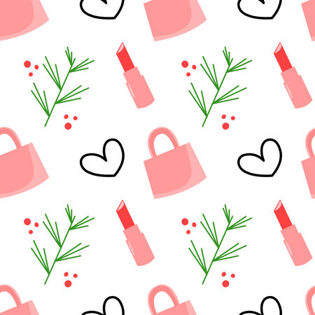 Pink barbiecore style seamless pattern. Christmas concept cartoon background trend y2k girly.のイラスト素材