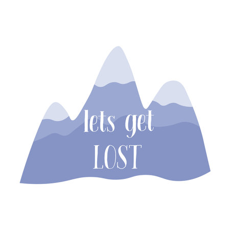 Mountains with snow winter Scandinavian illustration. Hills doodle concept for tourism and camp.のイラスト素材