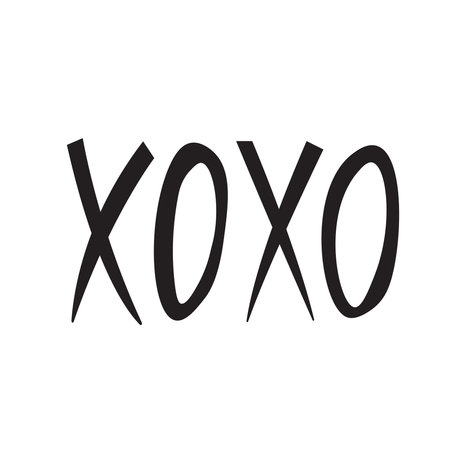 Black graffiti style text xoxo for romantic stickers or poster. Celebration or wedding party.のイラスト素材