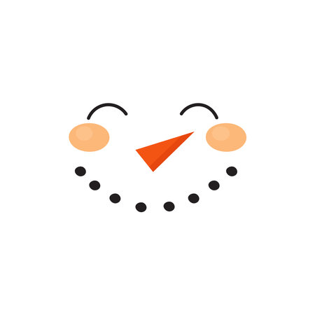 Isolated snowman face illustration in flat cartoon style. Smiling concept for winter decoration.のイラスト素材