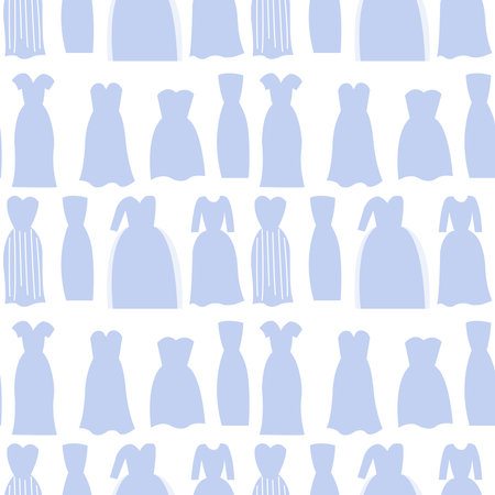 Seamless pattern with blue dresses for textile print. Women clothes brand or store.のイラスト素材