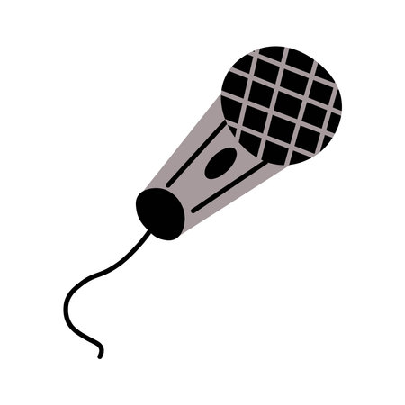 Simple minimalist gray and black microphone design illustrationのイラスト素材