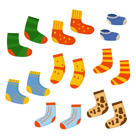 Bright cartoon socks collection for kidsのイラスト素材