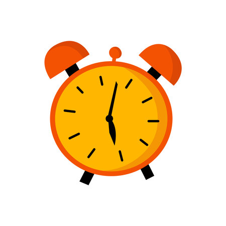 Clock yellow flat simple isolated illustration. Perfect for stickers, icons.のイラスト素材