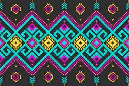 Gemetric ethnic oriental ikat pattern traditional Design for background,carpet,wallpaper,clothing,wrapping,batic,fabric,vector. Decorative strip for textiles.のイラスト素材