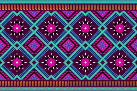 Abstract ethnic geometric pattern design for background and wallpaper. Seamless striped pattern in Aztec style. Folk embroidery.のイラスト素材