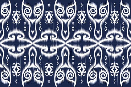 Ethnic Ikat Geometric oriental pattern on fabric and other Asian countries design for background and wallpaper. Seamless striped pattern in Aztec style. Folk embroidery.のイラスト素材