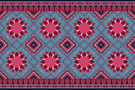 Abstract ethnic geometric pattern design for background and wallpaper. Seamless striped pattern in Aztec style. Folk embroidery.のイラスト素材