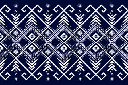 Abstract ethnic geometric pattern design for background, wallpaper, Batik, fabric and Embroidery style vector. Seamless striped pattern in Aztec style.のイラスト素材