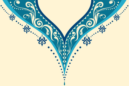 Ethnic Neck Collar Embroidery Collection Geometric Oriental Floral Patterns in Tribal Bohemian and Traditional Lace Styles for Fashion and Textile Designのイラスト素材