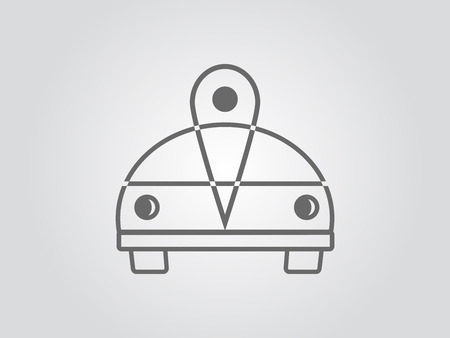 Map pointer with car icon. Vector illustrationのイラスト素材