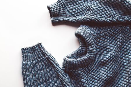 Warm knitted sweater with a pattern. Isolate on white.の写真素材