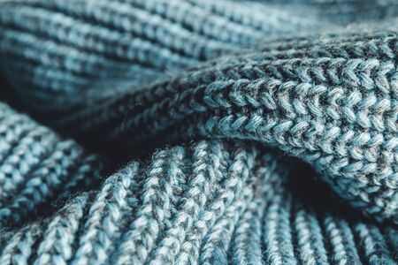 close up blue knitted pullover backgroundの写真素材