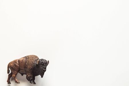 toy bison. animal of plastic material isolated on white background